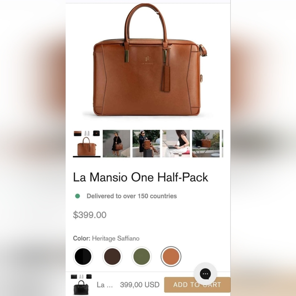 La Mansio Brown Leather Laptop Workbag New